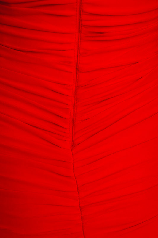 NINA RUCHED MINI DRESS - Red