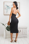 AIMEE HALTER NECK MIDI DRESS - Black