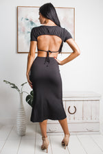 LAINEY BACKLESS MIDI DRESS - Black