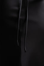 JOVANA LONG SLEEVE CROP TOP - Black Satin
