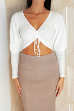 TRACEY LONG SLEEVE CROP TOP - White