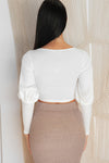 TRACEY LONG SLEEVE CROP TOP - White