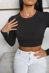 INGRID BACK CUT-OUT CROP TOP - Black